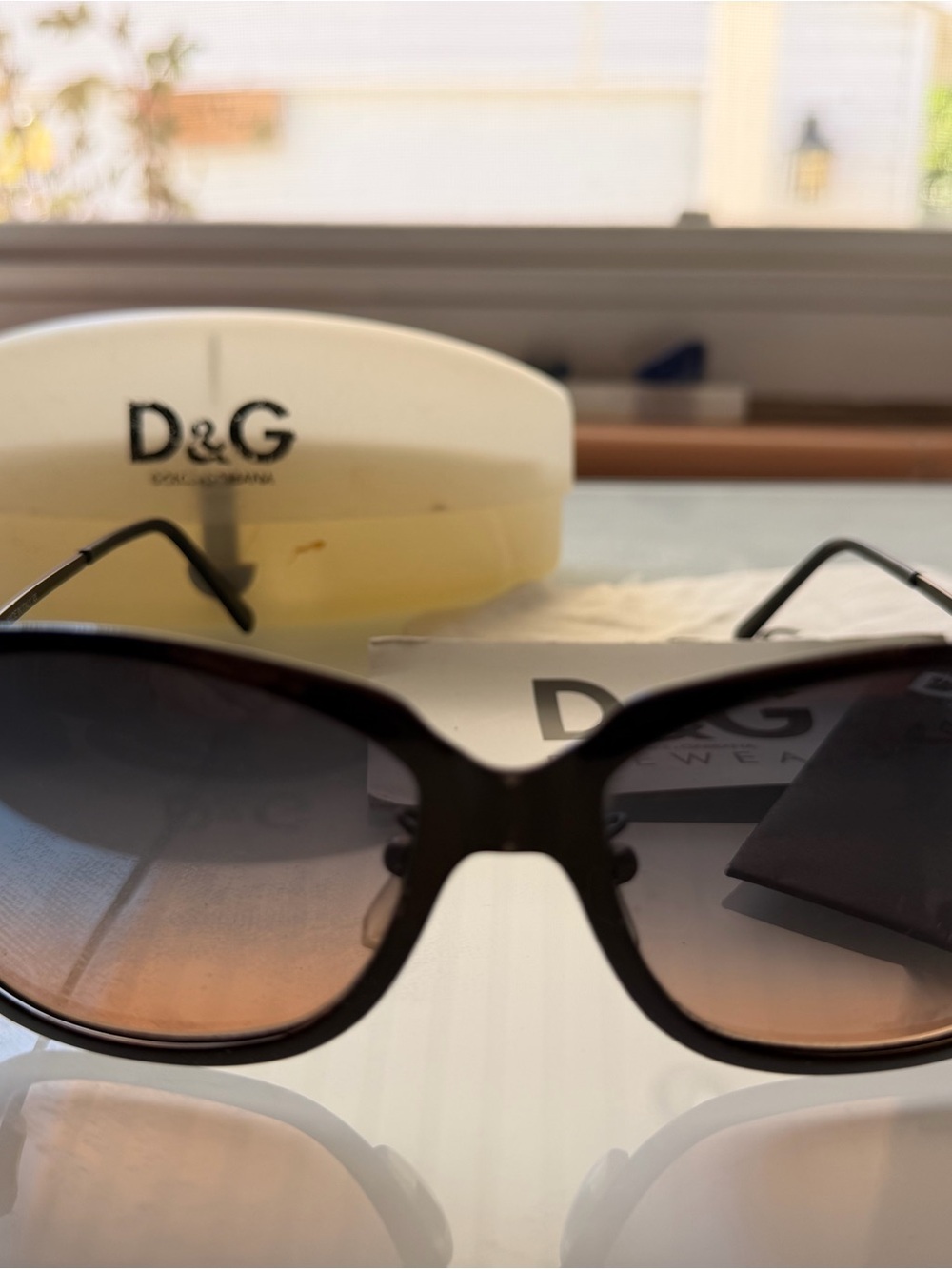 Dolce & Gabbana Black Frame Sunglasses with Gradient Lenses w/Case, Love Notes